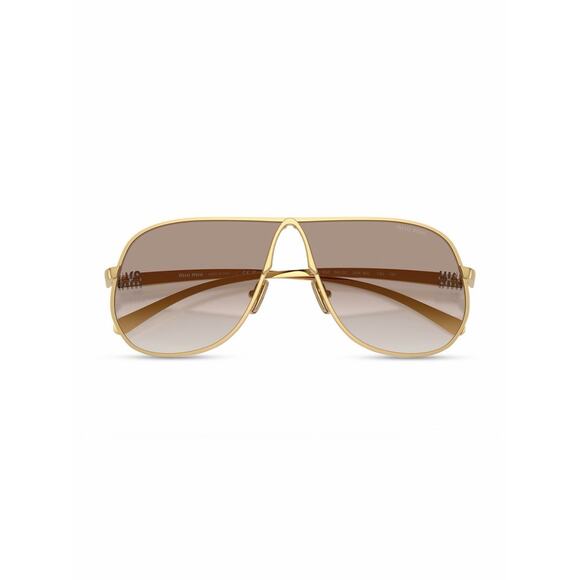 New Miu Miu MUA56S 5AK90L Gold Metal Frame Brown Gradient Pilot Sunglasses main image 8